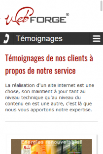 Affichage pour mobile du site WebForge